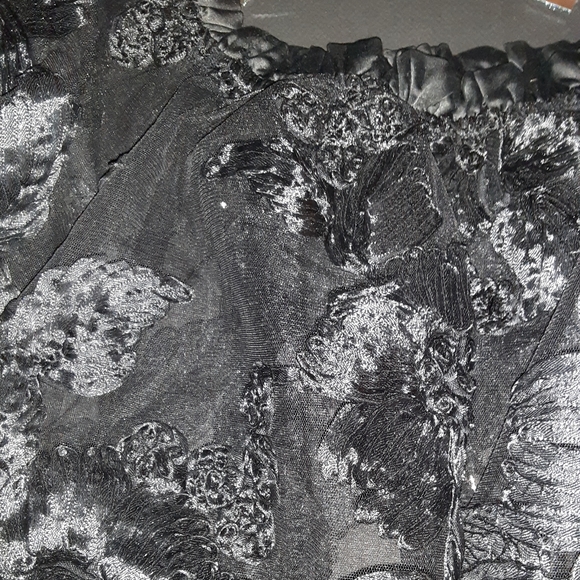 Sheer and satin applique top - Picture 4 of 4